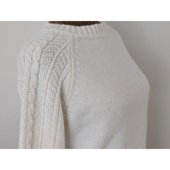 Elsamanda Anthropologie White Cable-Knit Italian Sweater Wool Alpaca Blend S - Picture 4 of 9